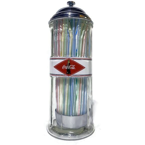 Coca Cola Soda Shop Straw Dispenser Glass Made in America 11" Tall NEW - Picture 1 of 7
